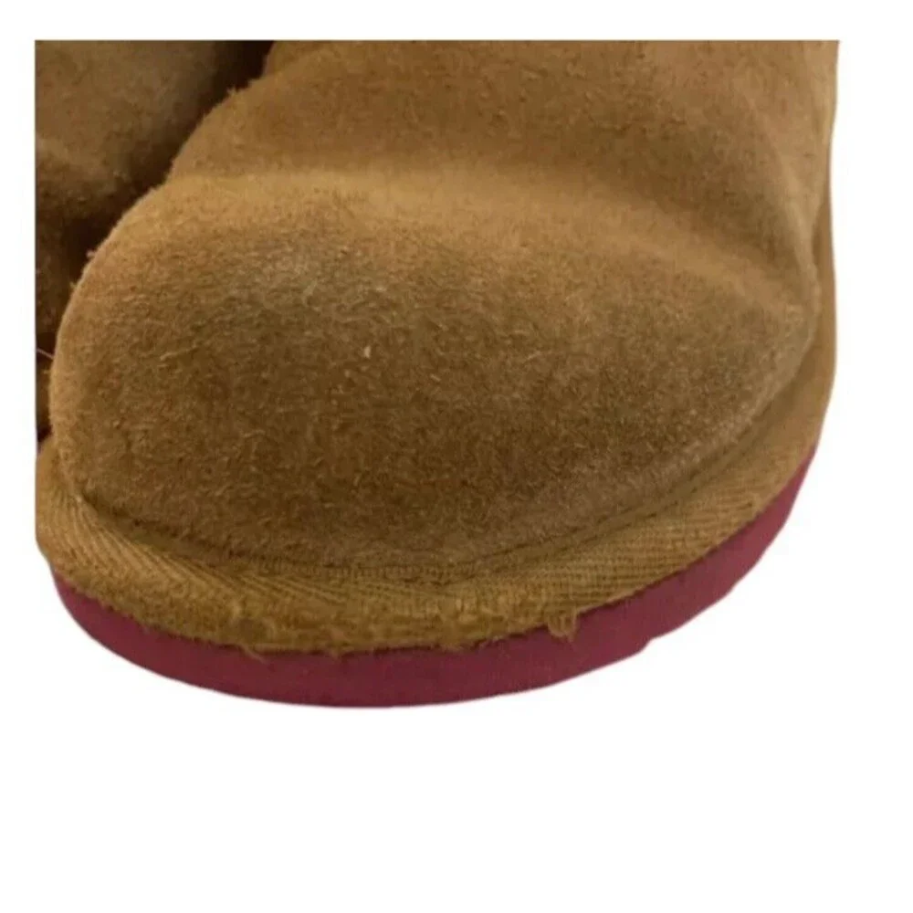 Ugg Australia Malena Boot Girls‎ Size 4 Brown Brand Purple Blue Bow 1005397K